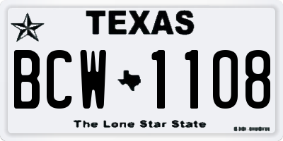 TX license plate BCW1108