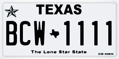 TX license plate BCW1111