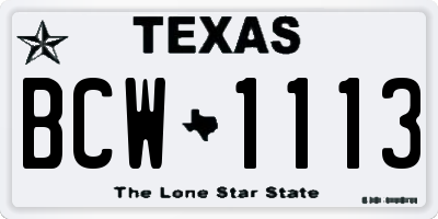 TX license plate BCW1113