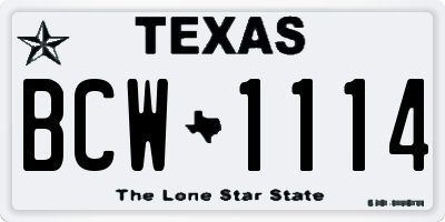TX license plate BCW1114
