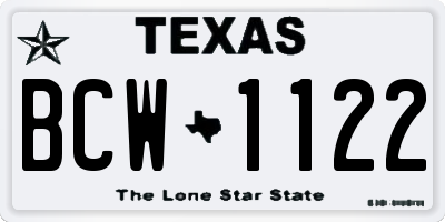 TX license plate BCW1122