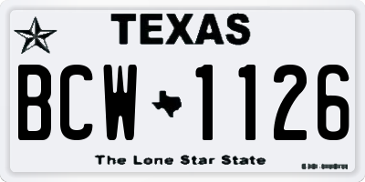 TX license plate BCW1126