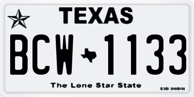 TX license plate BCW1133