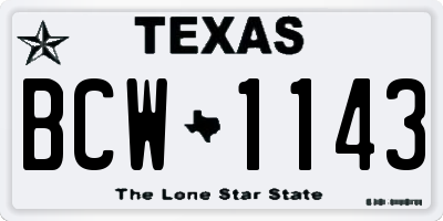 TX license plate BCW1143