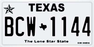 TX license plate BCW1144