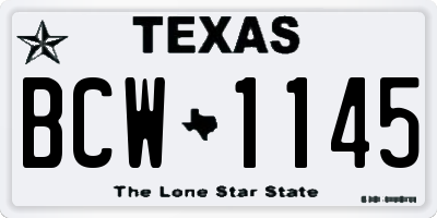 TX license plate BCW1145