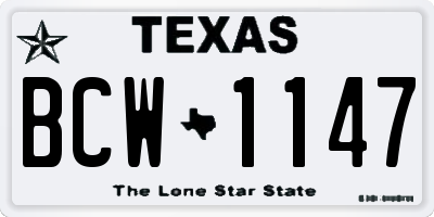 TX license plate BCW1147