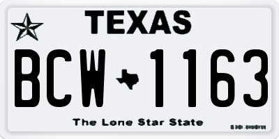 TX license plate BCW1163