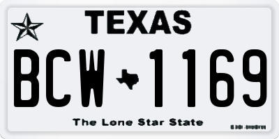 TX license plate BCW1169