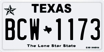 TX license plate BCW1173