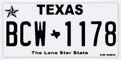 TX license plate BCW1178