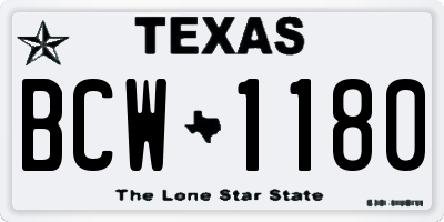 TX license plate BCW1180