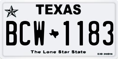 TX license plate BCW1183