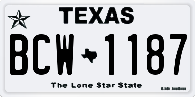 TX license plate BCW1187