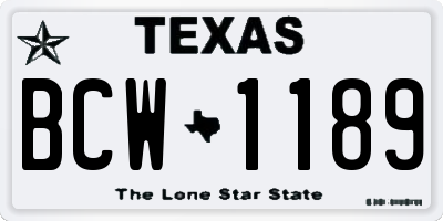 TX license plate BCW1189