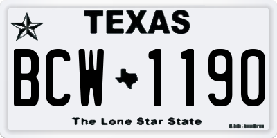 TX license plate BCW1190