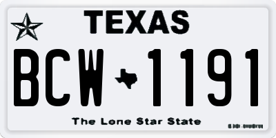 TX license plate BCW1191