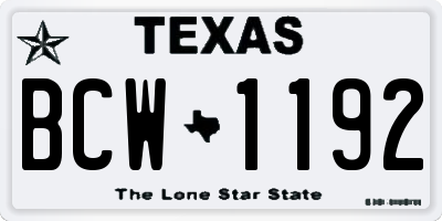 TX license plate BCW1192