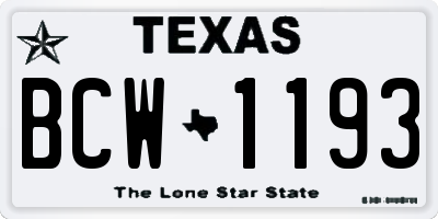 TX license plate BCW1193