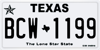 TX license plate BCW1199