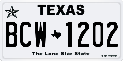 TX license plate BCW1202