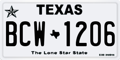 TX license plate BCW1206