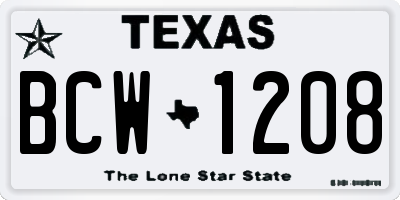TX license plate BCW1208