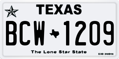 TX license plate BCW1209