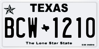 TX license plate BCW1210