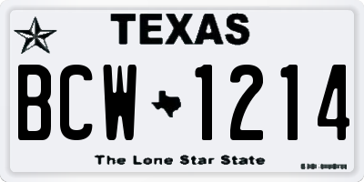TX license plate BCW1214