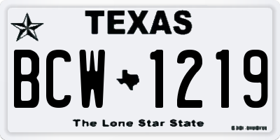 TX license plate BCW1219