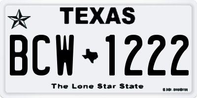 TX license plate BCW1222