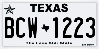 TX license plate BCW1223