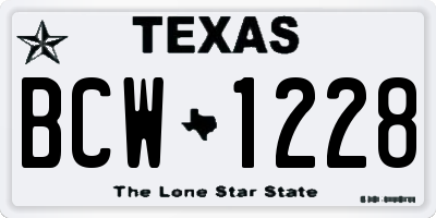 TX license plate BCW1228