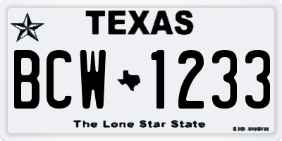 TX license plate BCW1233