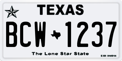 TX license plate BCW1237