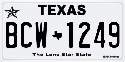 TX license plate BCW1249