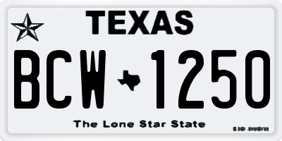 TX license plate BCW1250