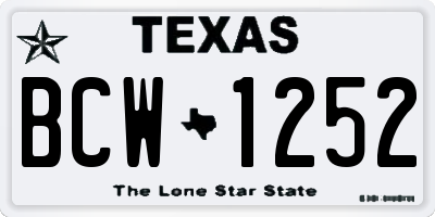 TX license plate BCW1252
