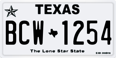 TX license plate BCW1254