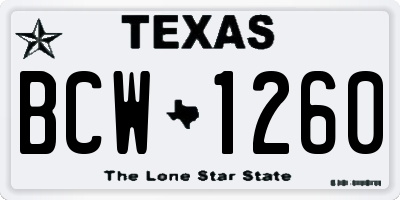 TX license plate BCW1260
