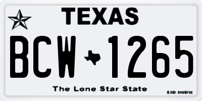 TX license plate BCW1265