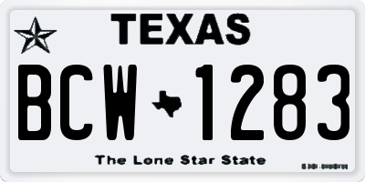 TX license plate BCW1283