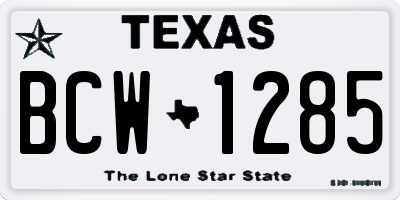 TX license plate BCW1285