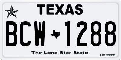 TX license plate BCW1288