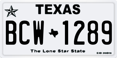 TX license plate BCW1289