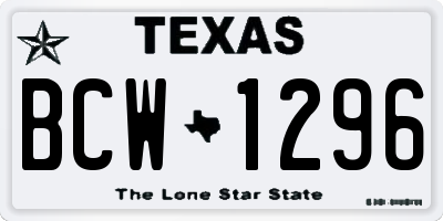 TX license plate BCW1296