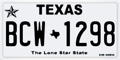 TX license plate BCW1298