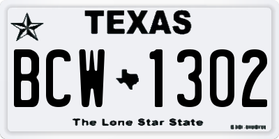TX license plate BCW1302