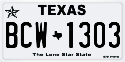 TX license plate BCW1303